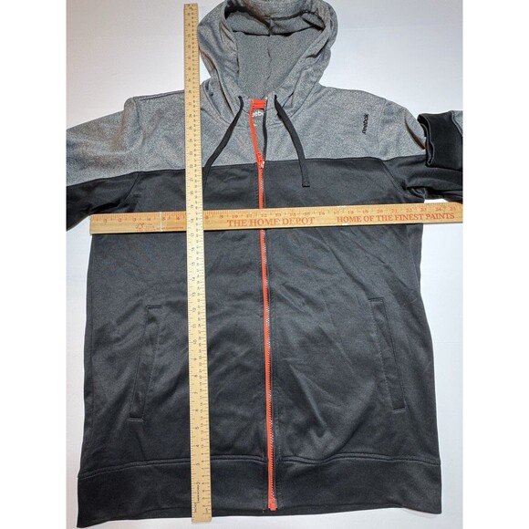 Reebok PlayWarm Mens Large Full Zip Hoodie Gray Black Colorblock Athletic Jacket - Picture 4 of 12